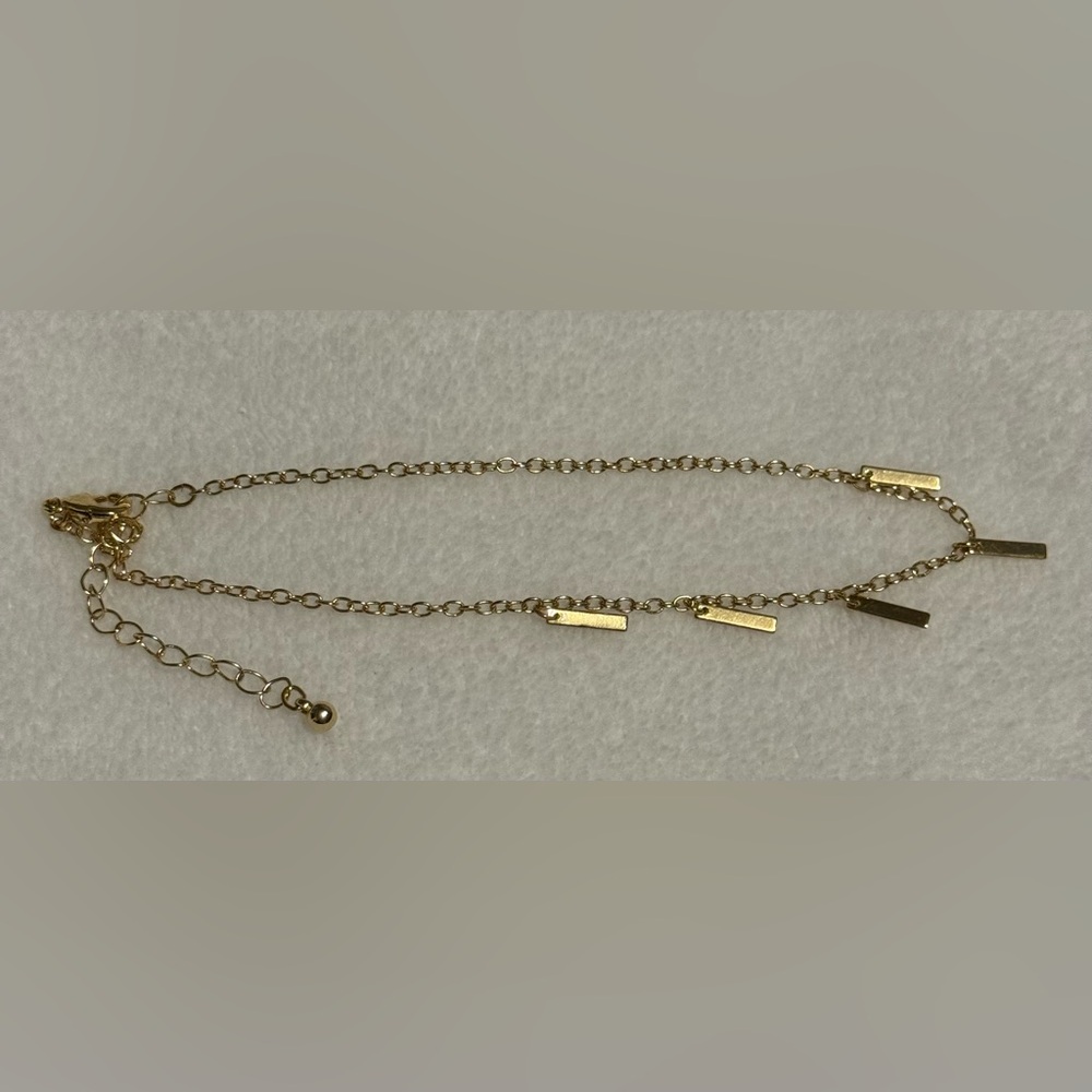 #1228 - 14kt Gold-plated Over Stainless Steel Round Link Chain Anklet with Drops - Picture 2 of 4